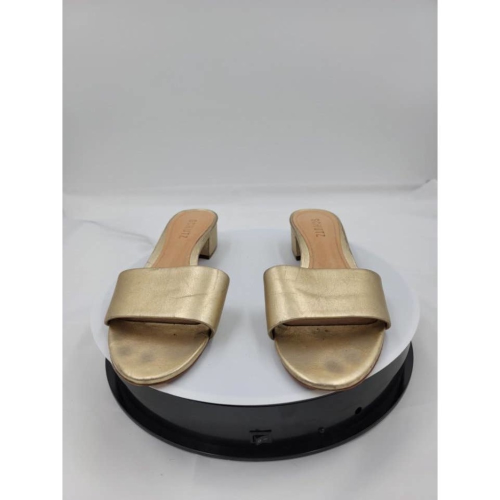 Schultz Gold Low Heel Slip-On Mules Slides 8.5 - image 3
